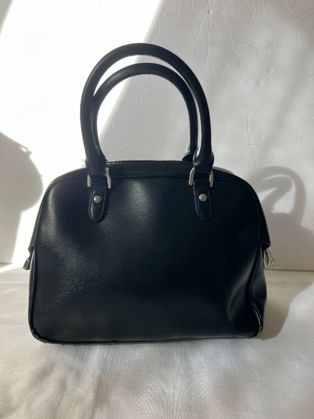 Lauren Ralph Lauren Sloan Street Dome Satchel, Textured Leather, Black EUC - Picture 5 of 12